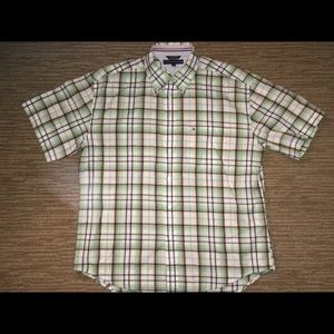 Tommy Hilfiger Green Plaid SS Button Down Men’s XL